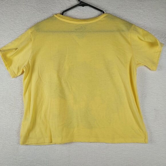 Disney Lilo & Stitch Jr Size Large Crop Crew Neck Tee Shirt Yellow - Picture 6 of 9
